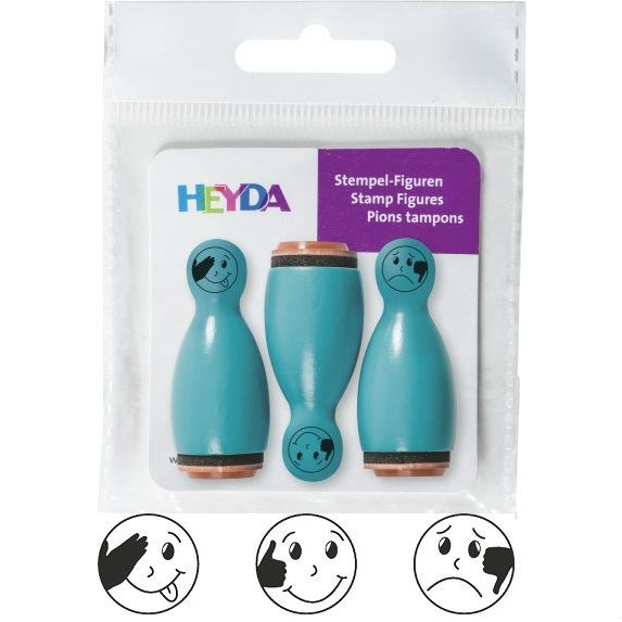 Smajlíci - gumová razítka na dřevě sada (3ks)