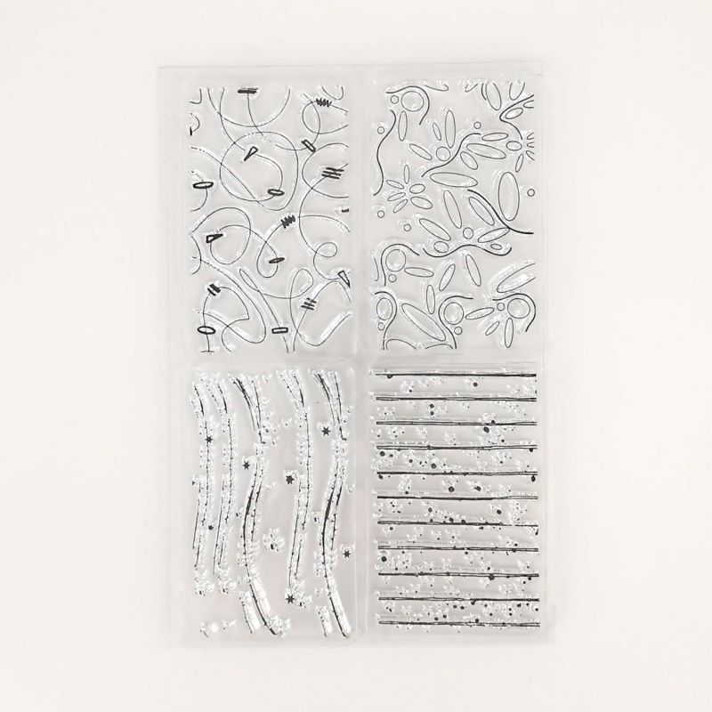Textura - čmáranice a ornamenty - silikonová gelová razítka (4ks)