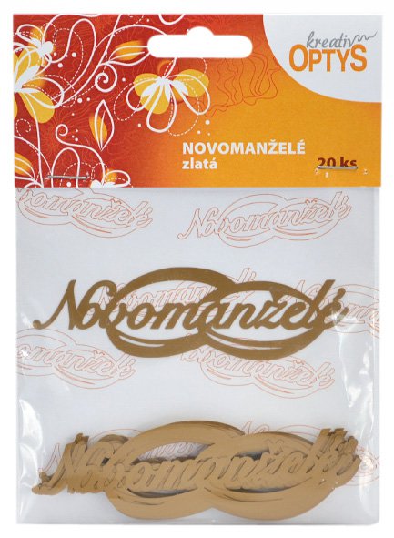 Papírový výřez - Novomanželé zlatá 20ks