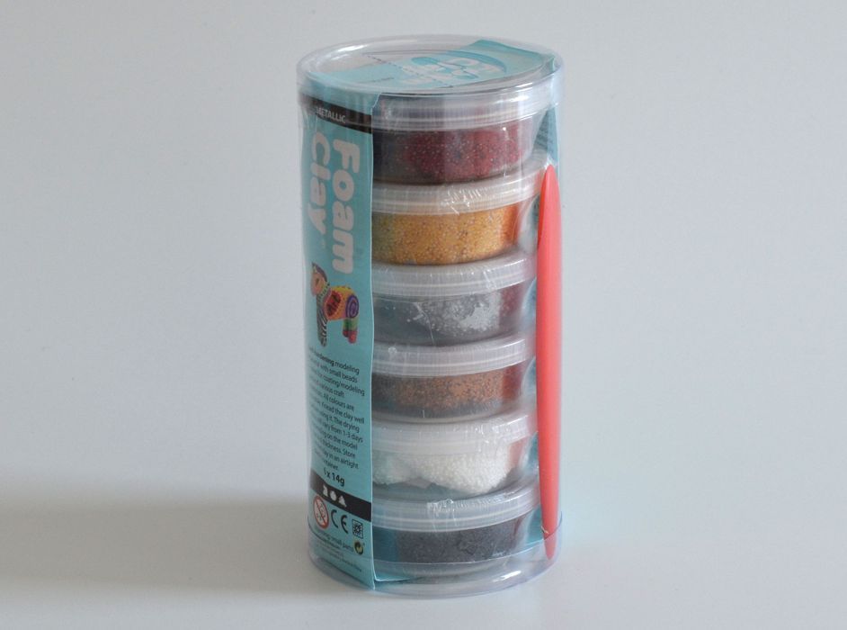 Samotvrdnoucí hmota - Foam clay sada 6 ks metalické