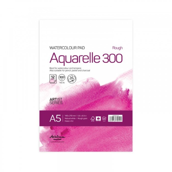 Skicák Aquarelle Rough 300 přírodní bílý (300g/m2, 12 listů) A5