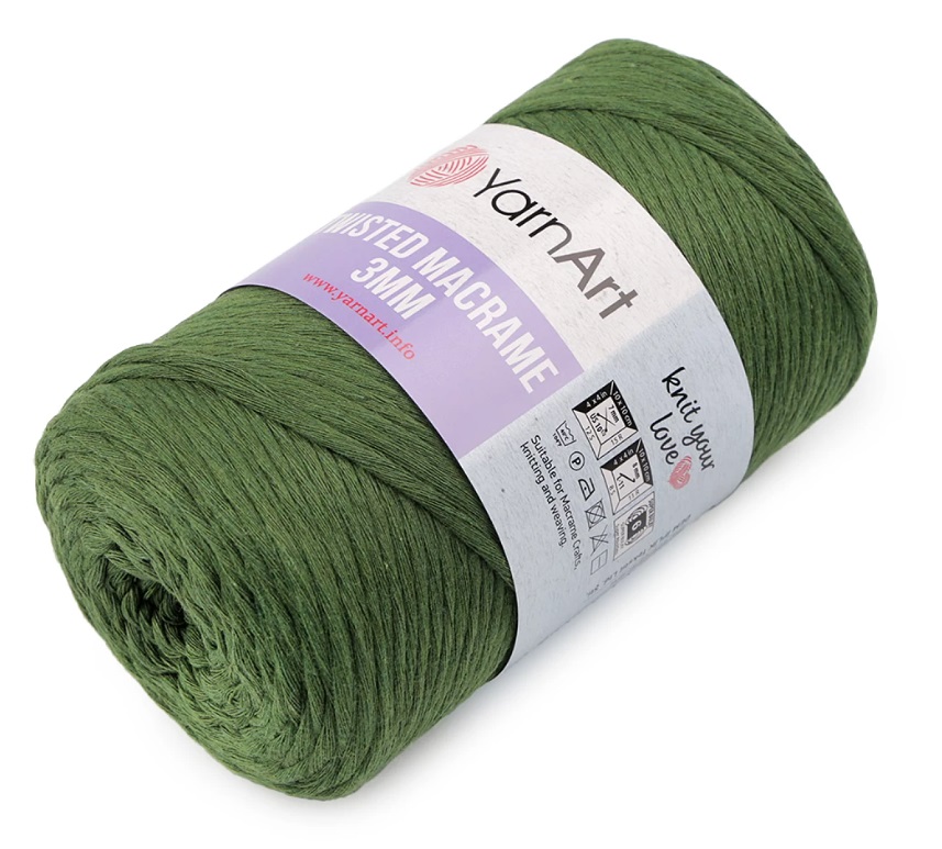 Yarn Art Twisted macrame 3 mm - tm.zelená