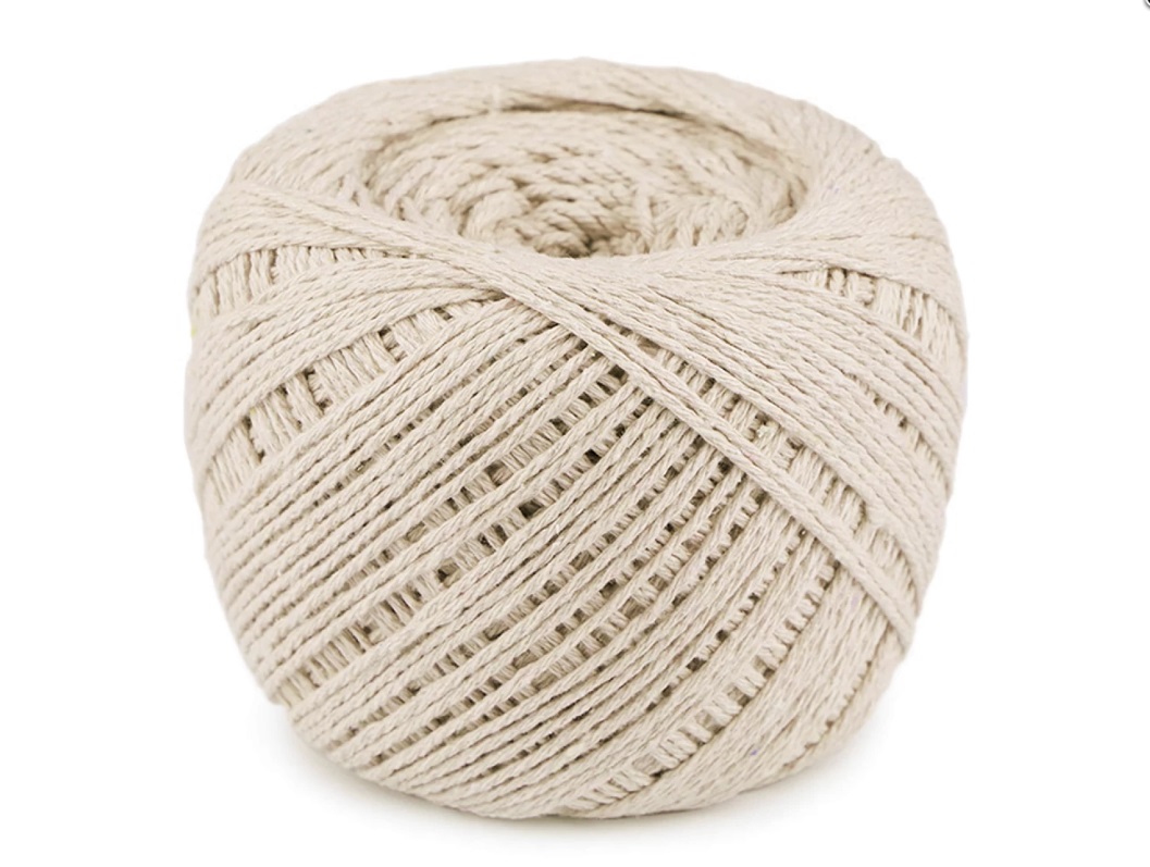 bavlněná příze na macrame 2-2,5 mm - režná 600g