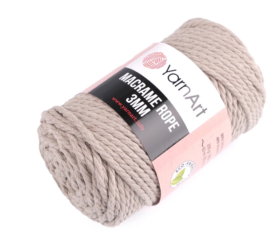 Yarn Art Macrame Rope 3 mm - režná