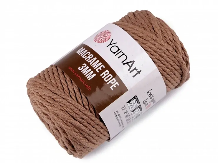 Yarn Art Macrame Rope 3 mm - hnědá
