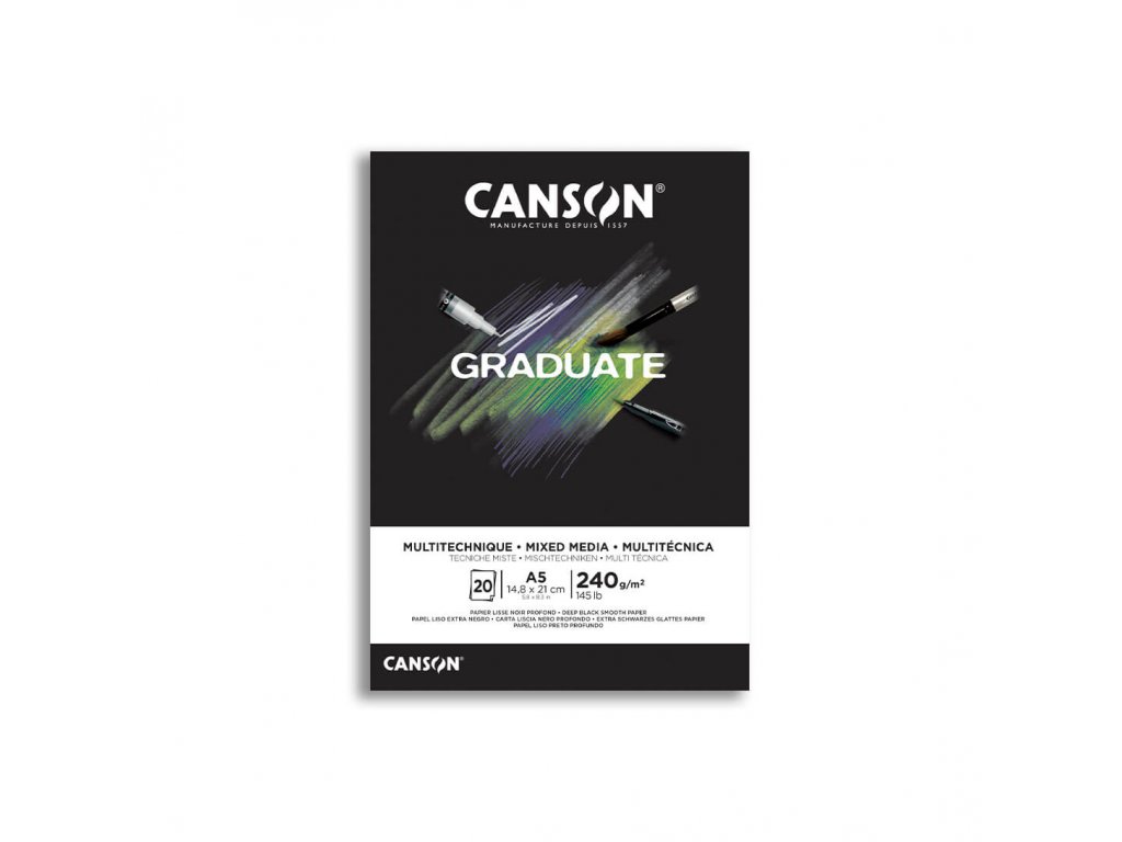 Skicák Canson Graduate Mix média - černý A5