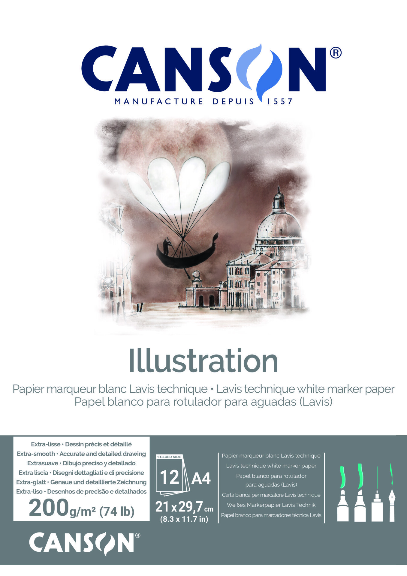 Skicák lepený - Illustration A4 12l 200g