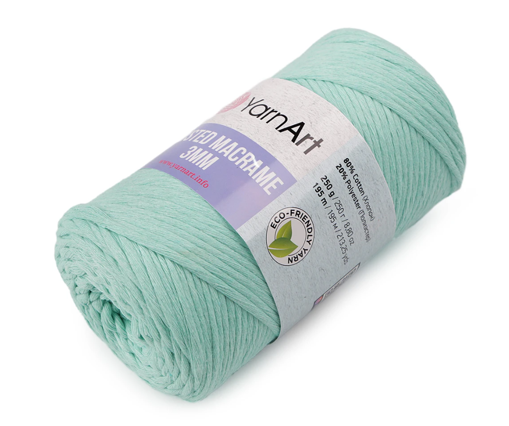 Metráž - Yarn Art Twisted macrame 3 mm - tyrkys 1m