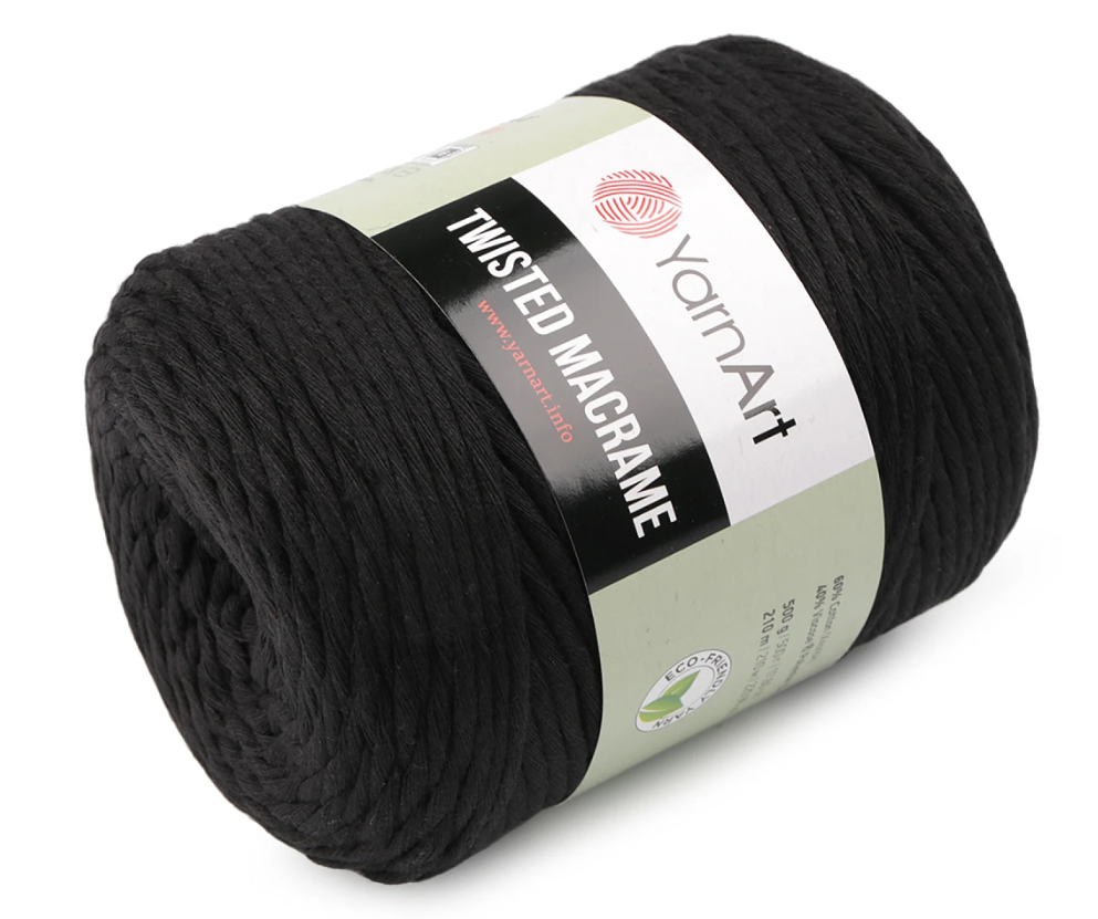 Metráž - Yarn Art Twisted macrame 4 mm - černá 1m
