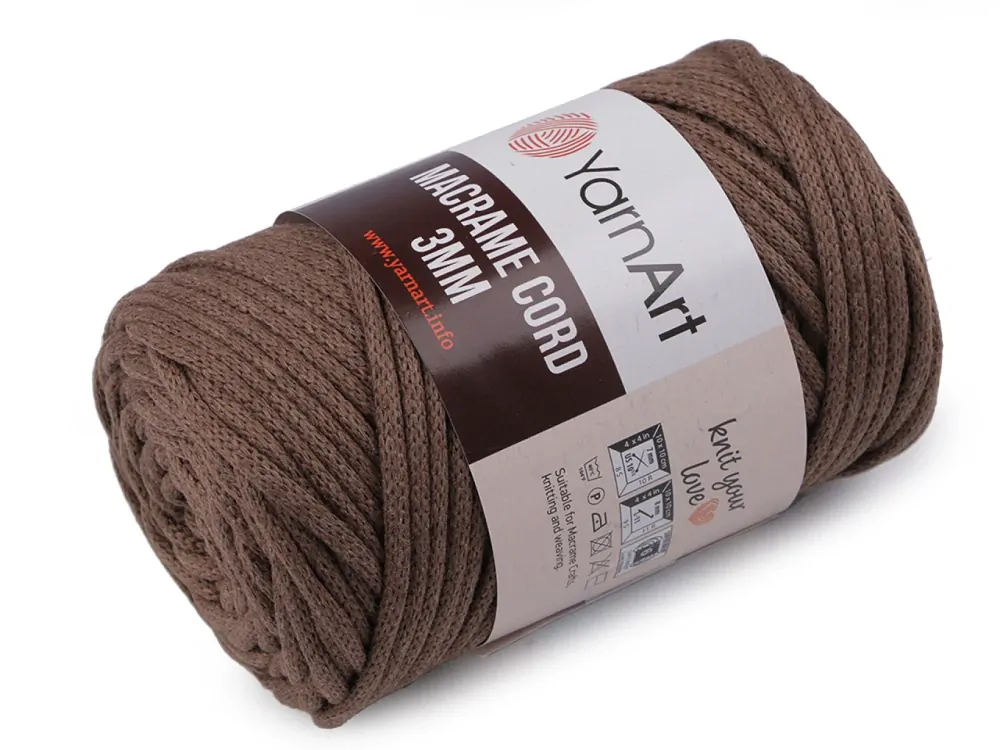Yarn Art Macrame Cord 3 mm hnědá
