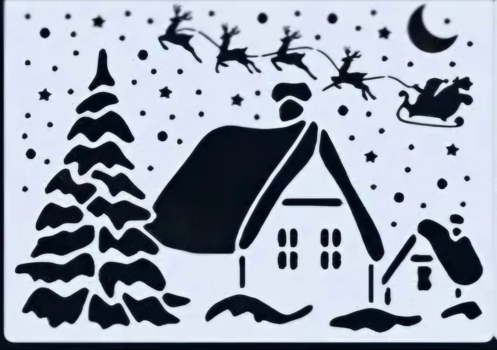 Plastová šablona - zasněžený domeček
