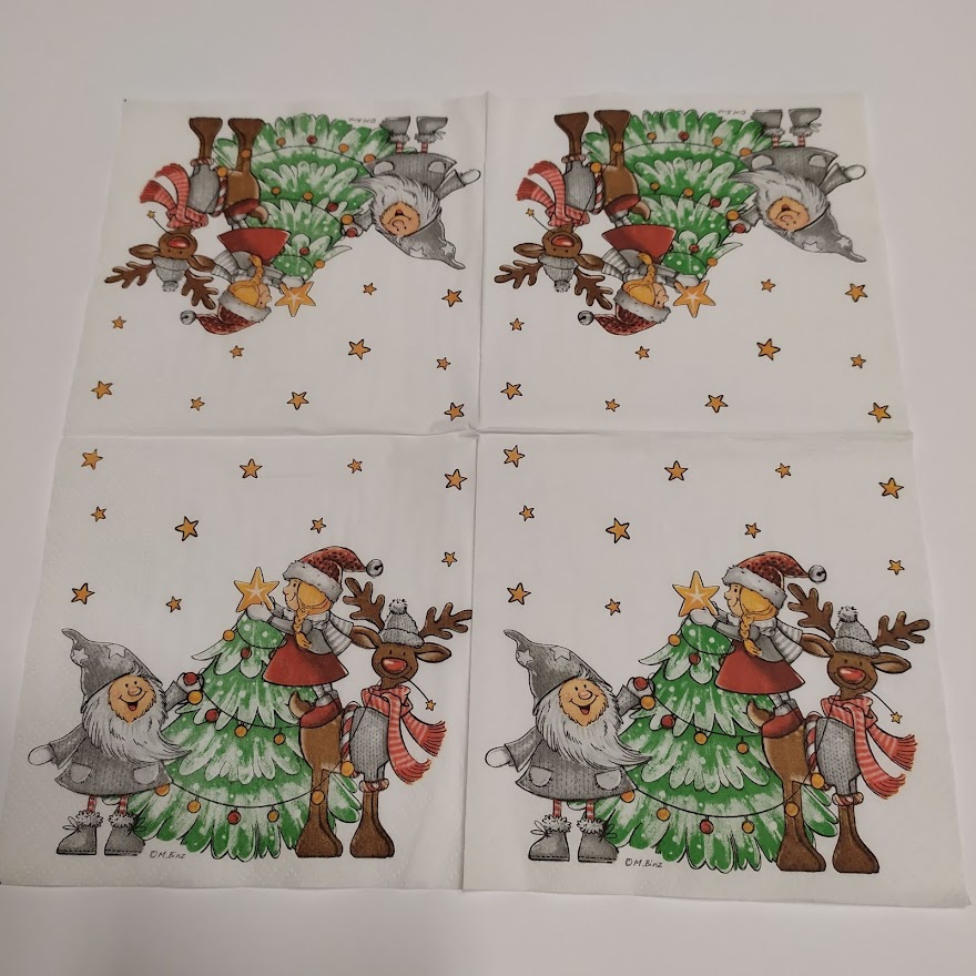 Ubrousek 25x25cm - Přátelé u stromečku