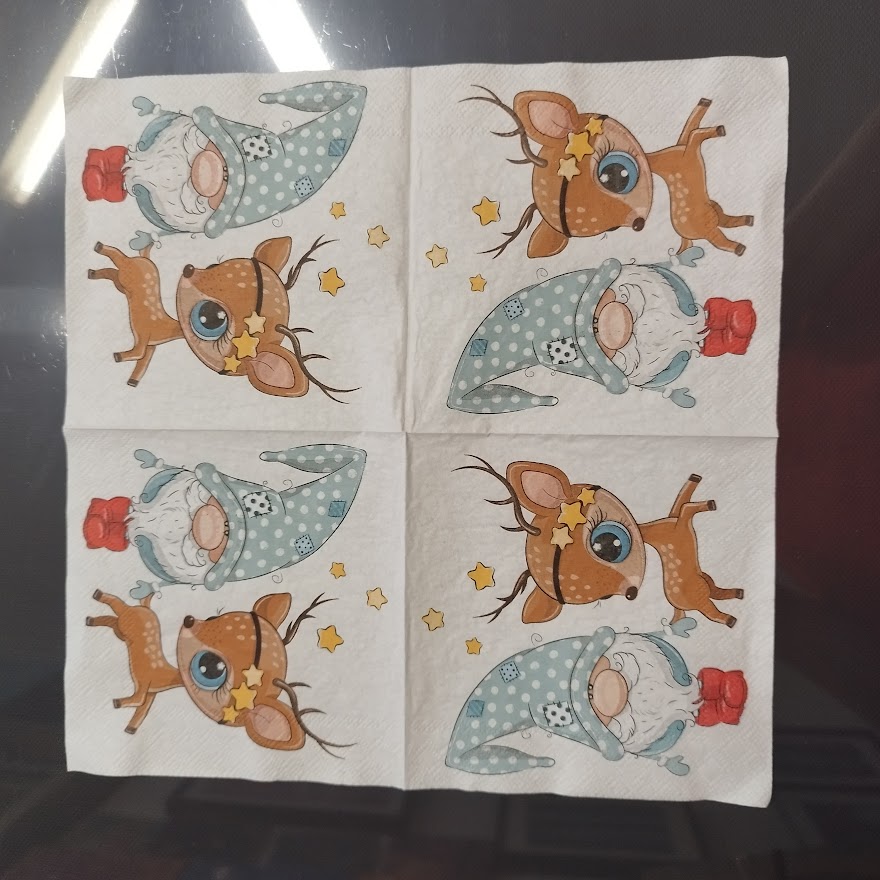 Ubrousek 25x25cm - skřítek se srnečkem