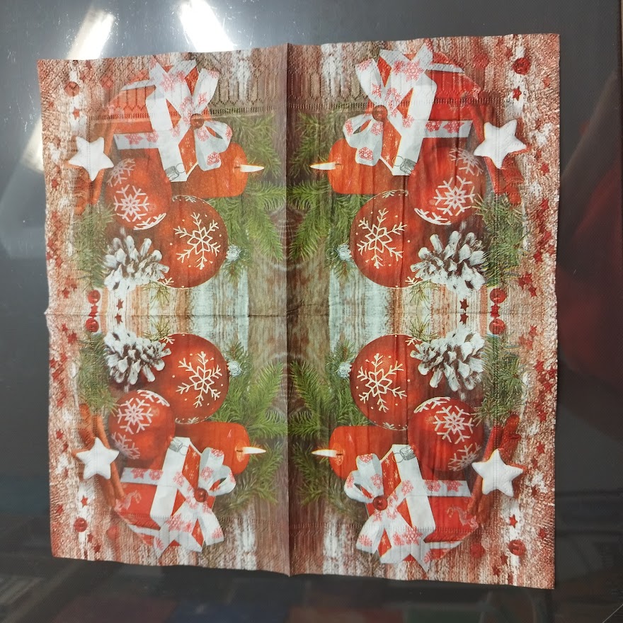 Ubrousek 33x33cm - Červené vánoce