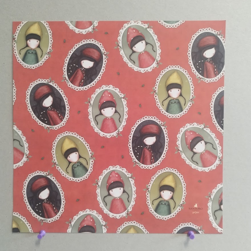 Papír Gorjuss - Zimní oválky v červeném - 30,6x30,6 cm