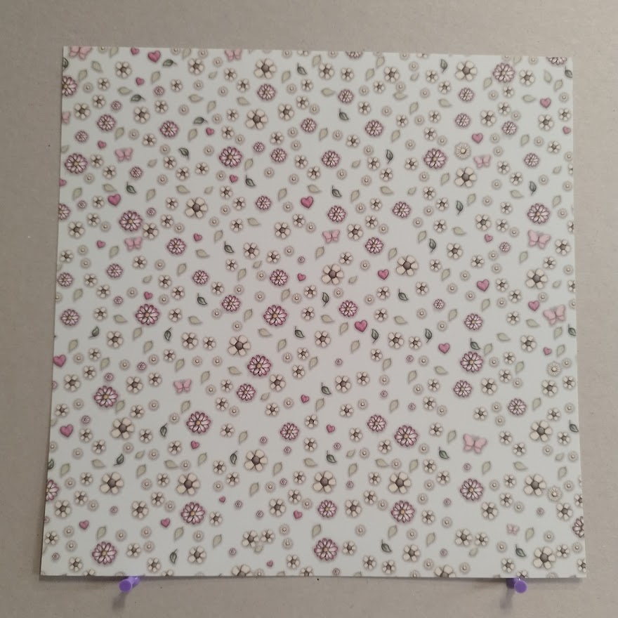 Papír - Kytičky na modrém pozadí - 30,6x30,6 cm