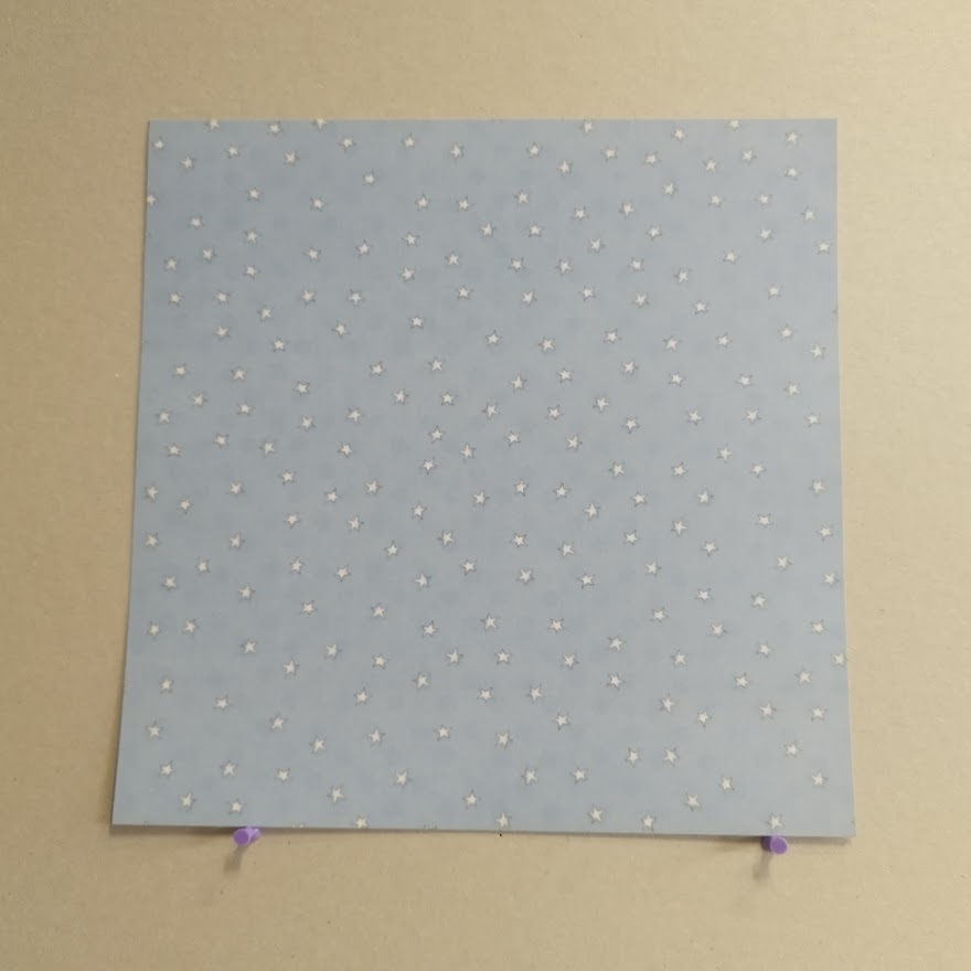 Papír - Bílé hvězdy na modrém - 30,6x30,6 cm