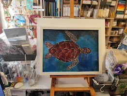 Mořská želva - akrylová malba