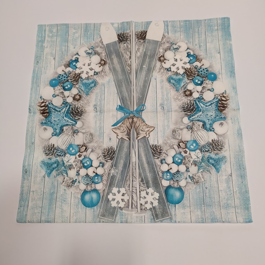 Ubrousek 33x33cm - Věnec a lyže