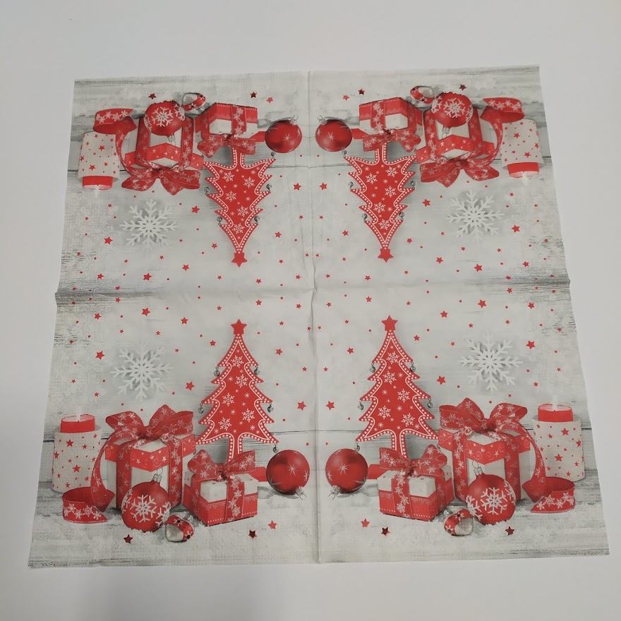Ubrousek 33x33cm - Šedočervené vánoce