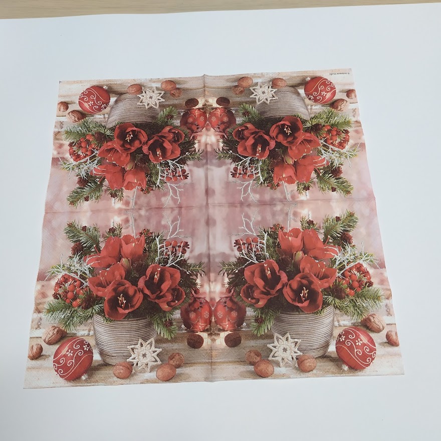 Ubrousek 33x33cm - Červené květy