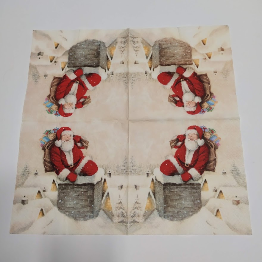 Ubrousek 33x33cm - Santa v komíně