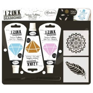 Diamantová barva IZINK Diamond 3x30ml se šablonami2