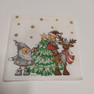 Ubrousek 25x25cm - Přátelé u stromečku