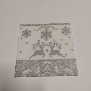 Ubrousek 25x25cm - Stříbrní jeleni