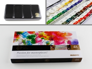 Akvarelové barvy Mungyo 1/2 pánvičky 48 barev