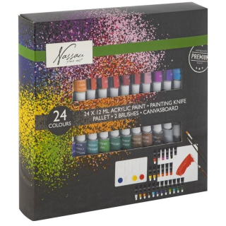 Akrylové barvy Nassau - sada 24x12ml + příslušenství 