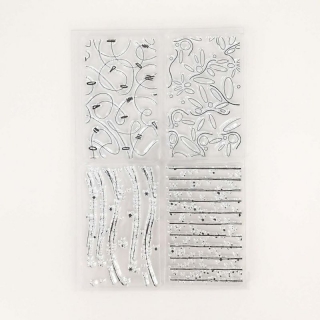 Textura - čmáranice a ornamenty - silikonová gelová razítka (4ks)