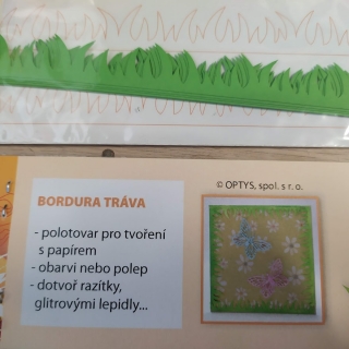 Výřez bordura tráva, jarní zelená 8ks