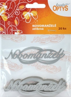 Papírový výřez - Novomanželé stříbrná 20ks