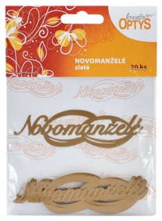 Papírový výřez - Novomanželé zlatá 20ks