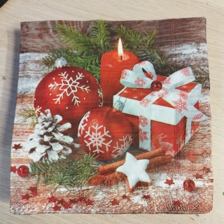 Ubrousek 33x33cm - Červené vánoce