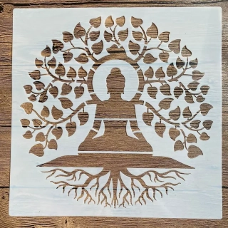 Plastová šablona - strom Života Buddha  30x30cm