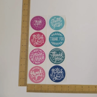 Samolepící kolečka "Thank you" růžová a modrá