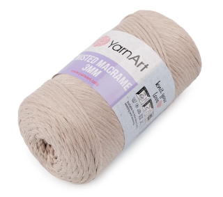 Metráž -Yarn Art Twisted macrame 3 mm - režná 1m