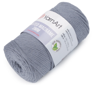 Metráž - Yarn Art Twisted macrame 3 mm - modrošedá 1m