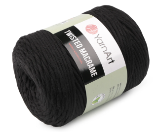 Metráž - Yarn Art Twisted macrame 4 mm - černá 1m