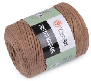 Metráž - Yarn Art Twisted macrame 4 mm - hnědobéžová 1m