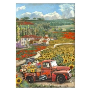 Rýžový papír - sunflowers auto 