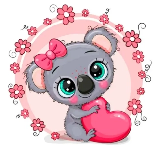 Diamantové malování - koala se srdíčkem