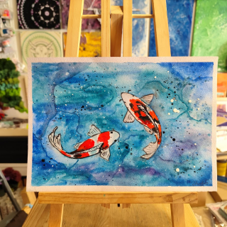 Koi - akvarel