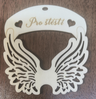 Andělská křídla s nápisem Pro štěstí