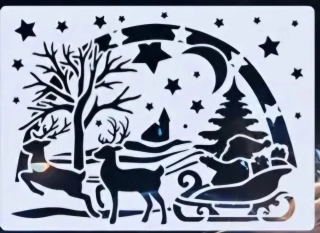 Plastová šablona - Santa v letu na domečky