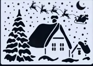 Plastová šablona - zasněžený domeček