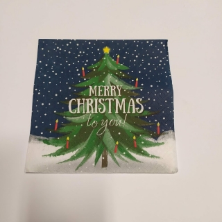Ubrousek 33x33cm - Strom s nápisem Merry Christmas