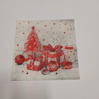 Ubrousek 33x33cm - Šedočervené vánoce